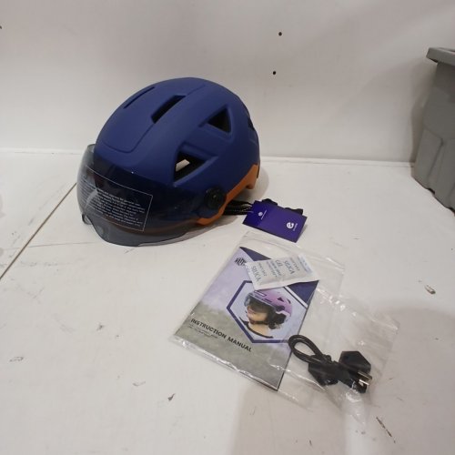 ILM SMART ADULT BIKE HELMET WITH AUTOMATIC G-SENSOR TURN SIGNAL & BRAKE WARNING LED LIGHT - LARGE-EXTRA LARGE (58-61CM) - BLUE (MODEL: E3-12LS) image 2