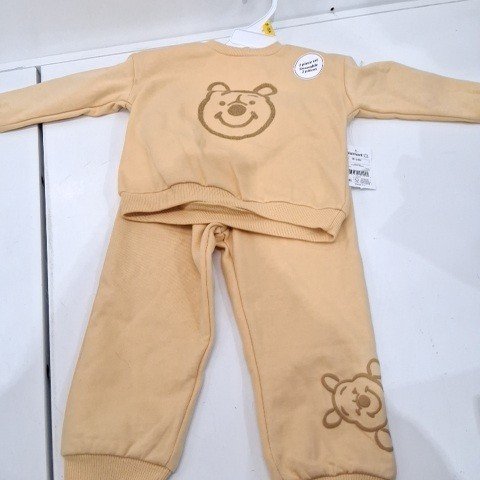 2PC DISNEY WINNIE THE POOH BABY SWEATSHIRT AND PANTS SET - 18-24 MONTHS - YELLOW image 2