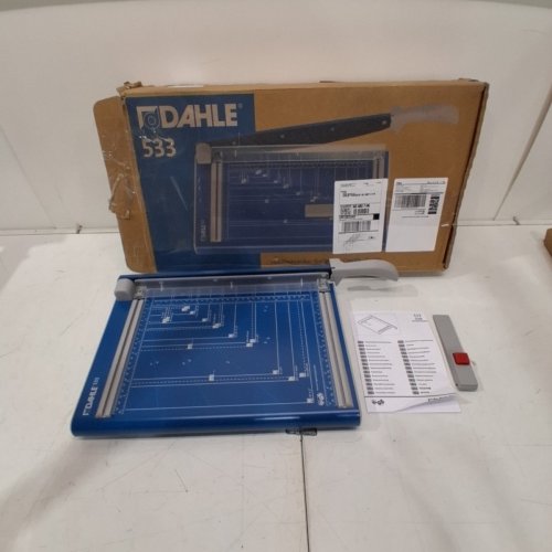 DAHLE PROFESSIONAL SELF-SHARPENING GUILLOTINE PAPER TRIMMER - 18" CUTTING EDGE - 15 SHEET CAPACITY - BLUE/STEEL (MODEL: 533) image 4