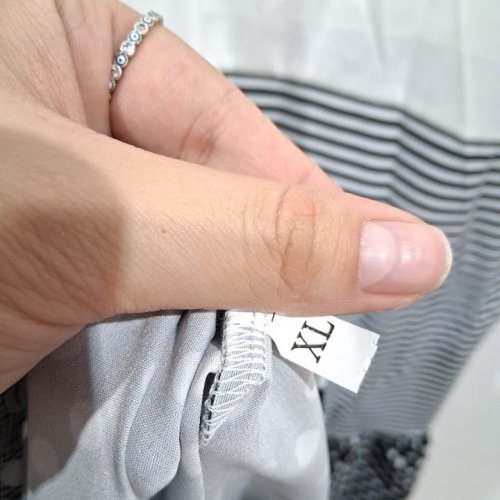 WOMEN'S SHORT SLEEVE COLOuR BLOCK PATTERNED DRESS - EXTRA LARGE - BLACK AND WHITE image 3