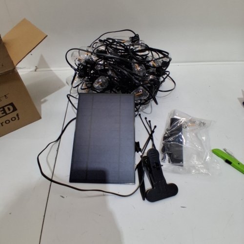 OHLUX OUTDOOR SOLAR STRING LIGHTS WITH REMOTE - 120FT PATIO LIGHTS, LED FILAMENT BULBS, DIMMABLE - BLACK (MODEL: GLS-18J2P-G40-1-50) image 3