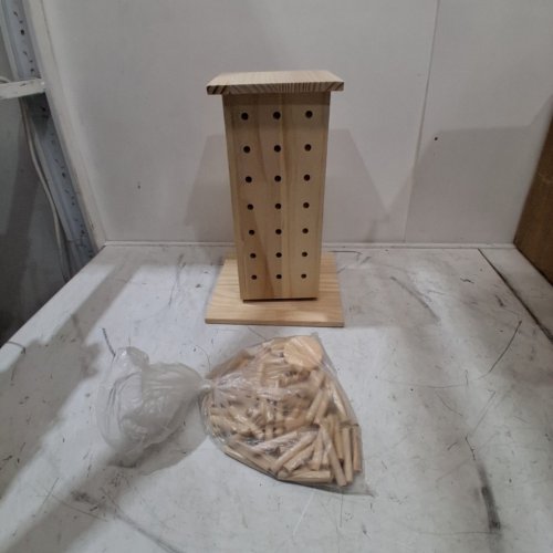WOODEN BIRD CHEW TOY AND PUZZLE FORAGING TRAINING - 15" X 10" - NATURAL WOOD image 2