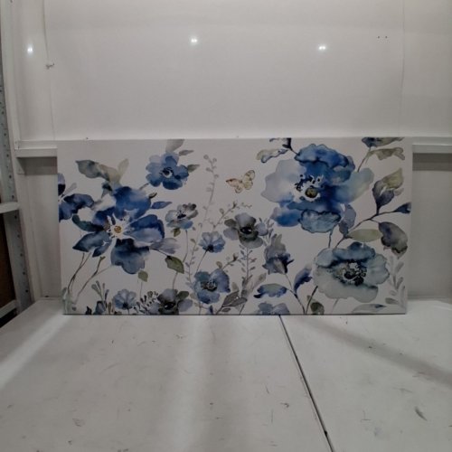 FLORAL PRINTED CANVAS WALL ART - 48" X 24" - BLUE/WHITE image 2