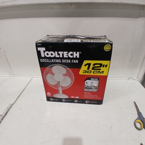 TOOLTECH 3-SPEED OSCILLATING DESK FAN - 12"D - WHITE (MODEL: 100075) image 4