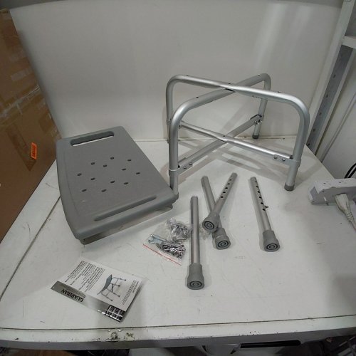 MEDLINE GUARDIAN EASY CARE ECONOMY BARIATRIC BATH SHOWER CHAIR WITHOUT BACK - 15"-20"H 12"D 550LBS MAX - WHITE/GREY - (MODEL: G2-202BX1) image 2