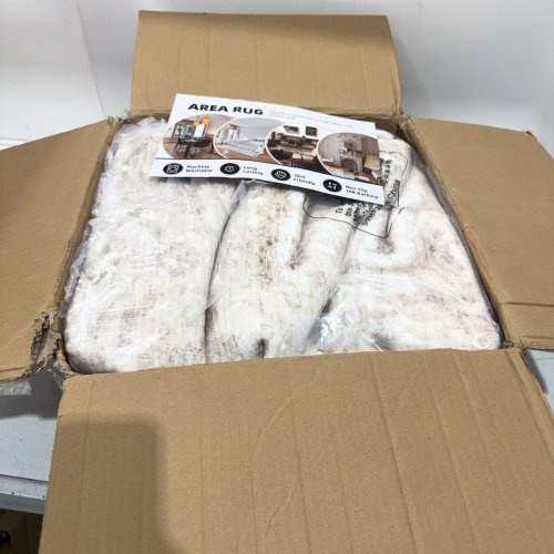 RESARE WASHABLE NON-SLIP AREA RUG - 8FT X 10FT - BEIGE image 2