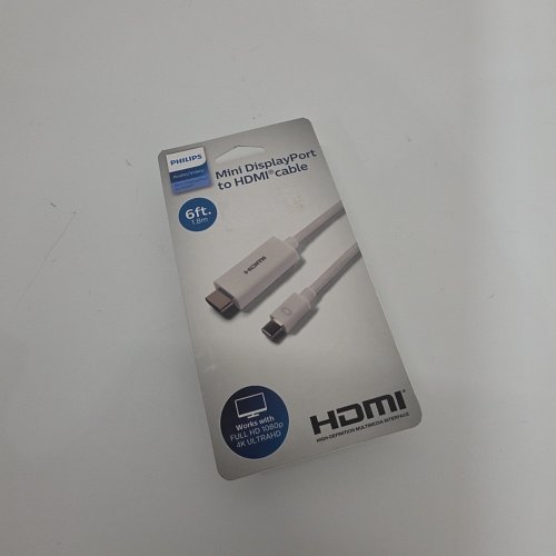 PHILIPS MINI DISPLAYPORT TO HDMI CABLE - 1080P FHD, 4K UHD @ 30HZ - 6FT - WHITE (MODEL: SWV2442N/27) image 2