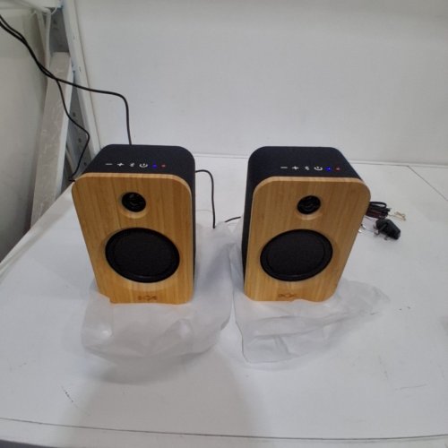 HOUSE OF MARLEY GET TOGETHER DUO WIRELESS BLUETOOTH BOOKSHELF SPEAKERS - NATURAL/SIGNATURE BLACK (MODEL: EM-JA019-SBA) image 3