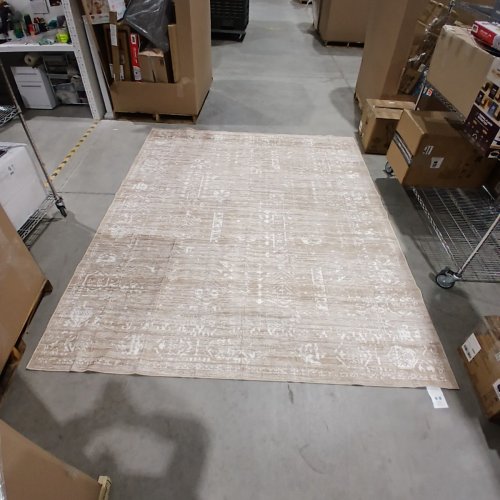 ANTIQUE PATTERNED AREA RUG - 8FT X 10FT - BEIGE AND IVORY image 2