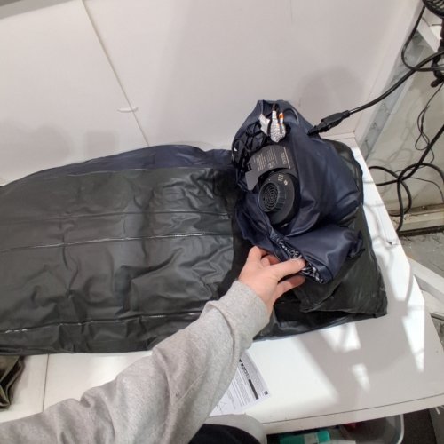INTEX DURA-BEAM PLUS SELF-INFLATING/DEFLATING AIR MATTRESS WITH BUILT-IN PILLOW & ELECTRIC AIR PUMP - QUEEN -16.5" X 39" X 75" - DARK GREY/ BLACK (MODEL: AP619D/64121ED) image 2