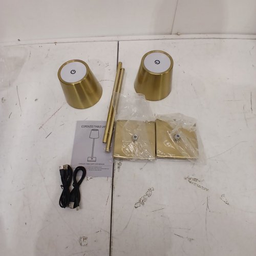 2PK CORDLESS RECHARGEABLE TOUCH CONTROL 3 LIGHT SETTINGS TABLE LAMP - GOLD image 4