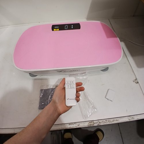 MERACH VIBRATION PLATE EXERCISE MACHINE - 300 LB MAX - PINK/WHITE (MODEL: ‎MR-2398) image 2