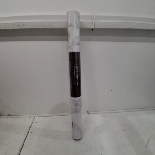 VERY BERRY MARBLE DECORATIVE STICKER ROLL - 24" X 118" - WHITE AND GREY (STYLE: GST122) image 2