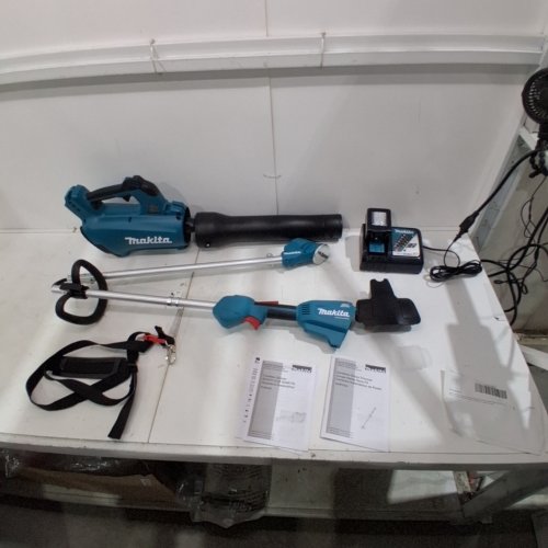 2PK MAKITA LXT CORDLESS BRUSHLESS TURBO BLOWER AND BRUSHLESS LINE TRIMMER WITH BATTERIES AND CHARGER - 18V (MODEL : DLX2398) ) image 2