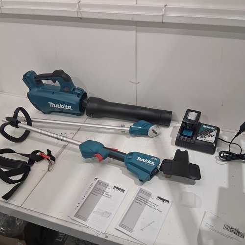 2PK MAKITA LXT CORDLESS BRUSHLESS TURBO BLOWER AND BRUSHLESS LINE TRIMMER WITH BATTERIES AND CHARGER - 18V (MODEL : DLX2398) ) image 3