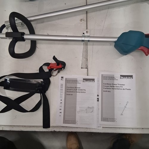 2PK MAKITA LXT CORDLESS BRUSHLESS TURBO BLOWER AND BRUSHLESS LINE TRIMMER WITH BATTERIES AND CHARGER - 18V (MODEL : DLX2398) ) image 4