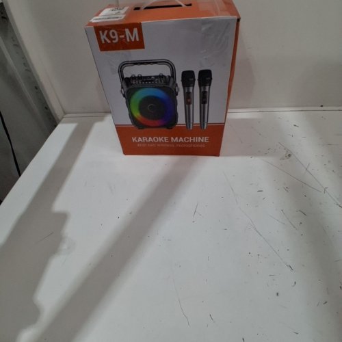 VERKB BLUETOOTH KARAOKE MACHINE/PORTABLE PA SYSTEM WITH TWO WIRELESS MICROPHONES & RGB LED LIGHTING - BLACK (MODEL: K9-M) image 5