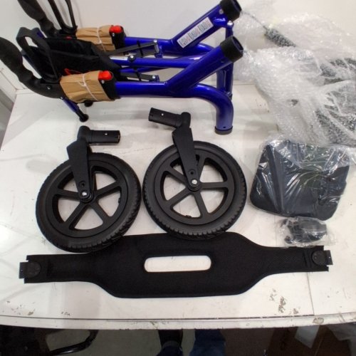 ROLLISROLL ALL TERRAIN ROLLATOR WALKER WITH SEAT AND BACKREST - 12" BIG RUBBER WHEELS/300LBS MAX - BLUE/BLACK - (MODEL: A42004W12) image 3