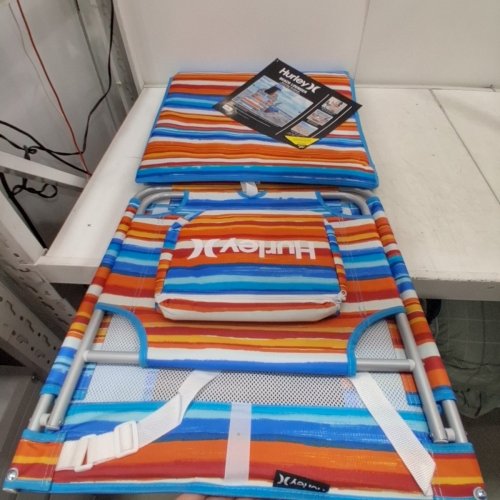 HURLEY BEACH GROUND MAT LOUNGER WITH BACKREST AND COOLER POCKET - BLUE\ORANGE (MODEL: 169502GGMD) image 5