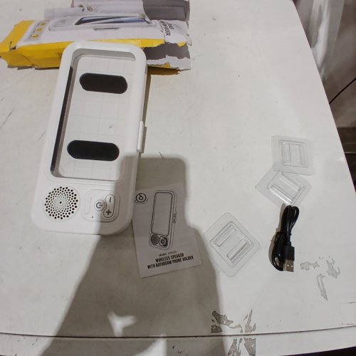 WATER PROOF SHOWER PHONE HOLDER WITH BLUETOOTH SPEAKER - WHITE image 4
