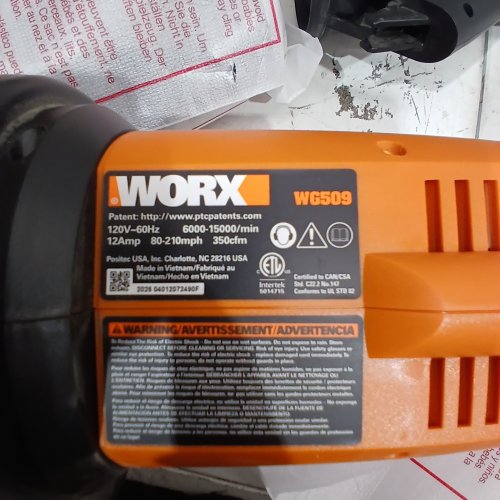 WORX TRIVAC 3-IN-ONE BLOWER/MULCHER/VACUUM WITH METAL IMPELLER AND COLLECTION BAG - 12AMP - 120V (MODEL: WG509) image 5