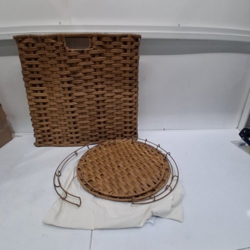 ROUND WOVEN LAUNDRY BASKET WITH REMOVABLE BAG - 18" - NATURAL BROWN image 3