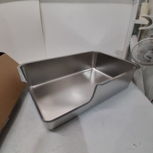 FZZOR LOW ENTRY STAINLESS STEEL CAT LITTER BOX - 23.6" X 15.7" X 5.9" - SILVER image 3