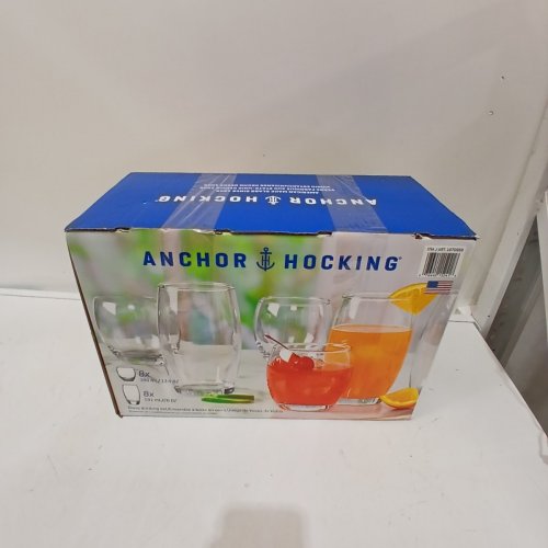 16PC ANCHOR HOCKING GLASS DRINKWARE SET - 13.4OZ/20OZ (8 OF EACH) - CLEAR (MODEL: 1870958) image 4
