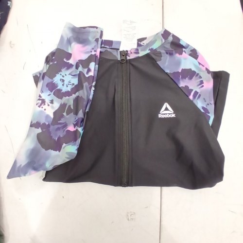 WOMENS REEBOK LONG SLEEVE SWIM TOP UPF 50+- MEDIUM - BLACK/FLOWERS (MODEL: RE-R103) image 3
