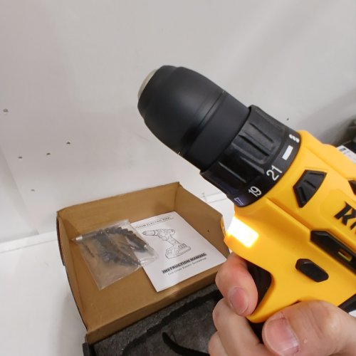 RIVLOX 20V CORDLESS ELECTRIC POWER DRILL SET - 20V ELECTRIC SCREWDRIVER, 2.0AH BATTERY, 30NM, BUILT-IN LED - YELLOW image 2