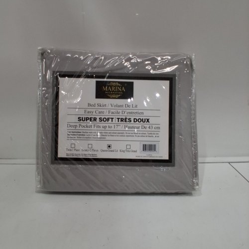 MARINA DECORATION BED SKIRT - QUEEN, FITS MATTRESSES UP TO 17" DEEP - GRAY image 2