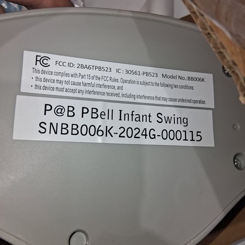 P@B PBELL 5-SPEED ELECTRIC BABY SWING WITH BLUETOOTH MUSIC - GREY / BLACK (MODEL: BB006K) image 2