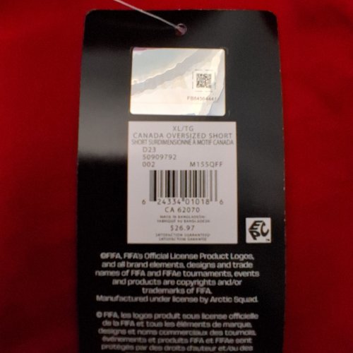FIFA CANADA OVERSIZED SHORTS - EXTRA LARGE - RED image 2