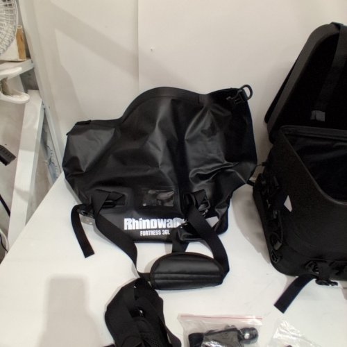 2PC RHINOWALK WATERPROOF MOTORCYCLE TAIL BAG COMBO - HARD SHELL CASE & WATERPROOF SOFT BAG - 36L - BLACK (MODEL: MFT2307) image 6
