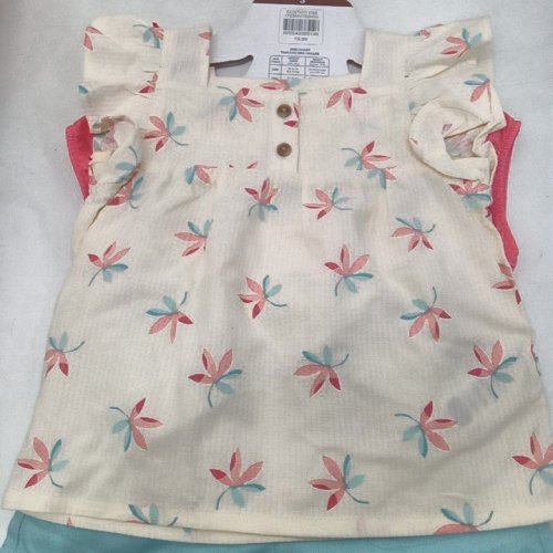 4PC GIRL'S PEKKLE 2 TOPS, 2 SHORTS OUTFIT SET - SIZE 3 - BLUE/WHITE/PINK (STYLE: 2763455) image 3