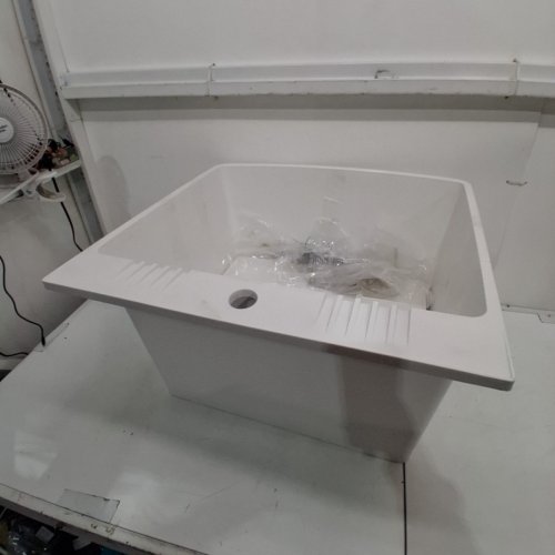 PRESENZA FREESTANDING LAUNDRY UTILITY SINK TUB - 22.5 GAL - WHITE/GREY image 7
