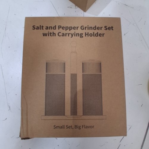 3PC SALT AND PEPPER GRINDER SET WITH CARRYING HOLDER - SILVER/BLACK image 2
