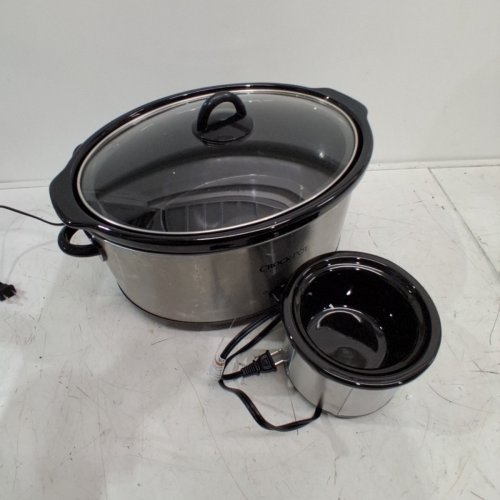 2PC CROCK-POT SLOW COOKER WITH DIP WARMER - 8QT - STAINLESS STEEL (MODEL: SCV803S-033-BR) image 3