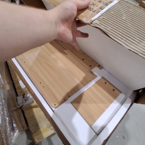 WOODEN PULL OUT TRASH CABINET WITH FLUTED DOOR - OAK image 7