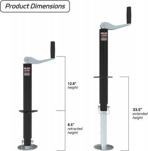 TOWKING A FRAME TRAILER JACK WITH DROP LEG - 15" LIFT TONGUE JACK - 2000LBS MAX - BLACK (MODEL: 701056) image 2
