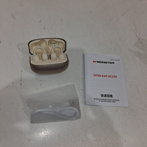 MONSTER OPEN EAR AC339 HEADPHONES - BLUETOOTH 6.0 OPEN EAR CLIP WIRELESS EARBUDS - TOUCH CONTROL - IPX6 WATERPROOF - BEIGE (MODEL: AC339) image 3
