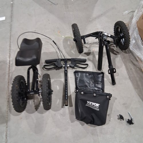 FOLDING KNEE ALUMINUM STEERABLE KNEE WALKER WITH HEIGHT-ADJUSTABLE HANDLEBAR & KNEE PAD, 12" ALL-TERRAIN WHEELS, DUAL BRAKES, LEG RECOVERY SCOOTER FOR BROKEN ANKLE FOOT INJURIES - MAX 350LBS - 44.7" X 36.6" X 23.8" - BLACK - (MODEL:HFK-9277KD) image 2