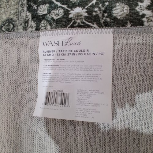 WASH LUXE ORNAMENTAL RUNNER RUG - 27" X 60" - GREEN/WHITE (ITEM: TNC-27682) image 2