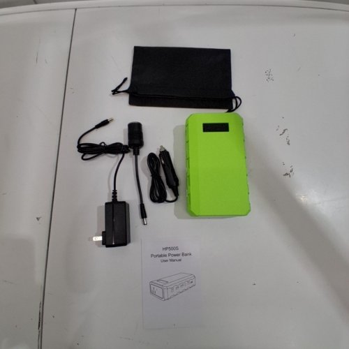 PORTABLE LAPTOP PHONE CHARGER POWER BANK - 88.8WH, 65W, 24000 MAH, AC, DC, USB OUTLETS - GREEN & WHITE (MODEL: HP500S) image 3