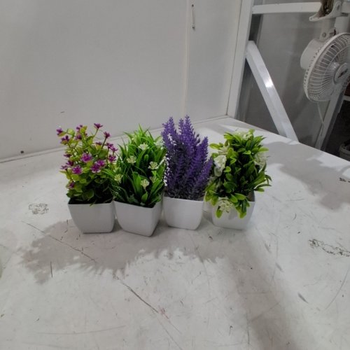 4PC MINI ASSORTED DECORATIVE POTTED PLANTS -GREEN/PURPLE/WHITE image 2