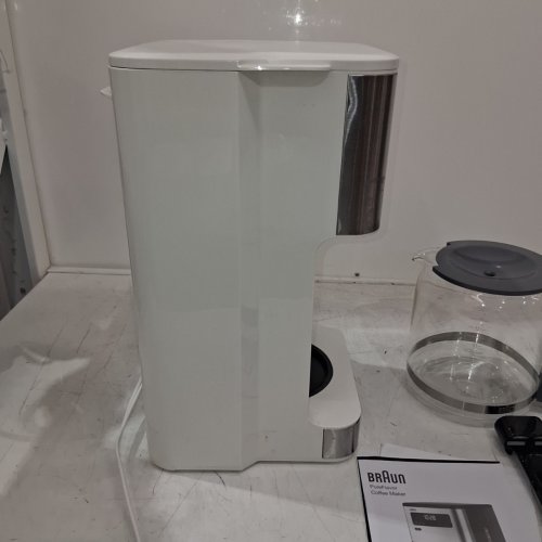 BRAUN PUREFLAVOR PROGRAMMABLE COFFEE MAKER WITH FAST BREW SPEED, TOUCH DISPLAY, BOLD & BREW-OVER-ICE MODES, FLAVORCARAFE & ADJUSTABLE WARM PLATE - 14-CUP - WHITE / STAINLESS STEEL (MODEL: KF5650) image 7