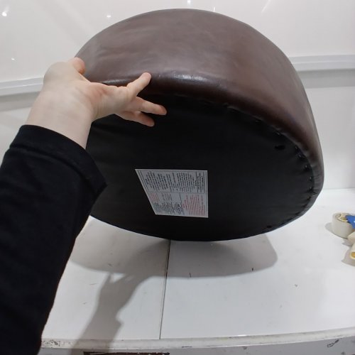 COLAMY LEATHER ROUND STORAGE OTTOMAN WITH REVERSIBLE TRAY LID -25" - BROWN (MODEL: K311) image 4