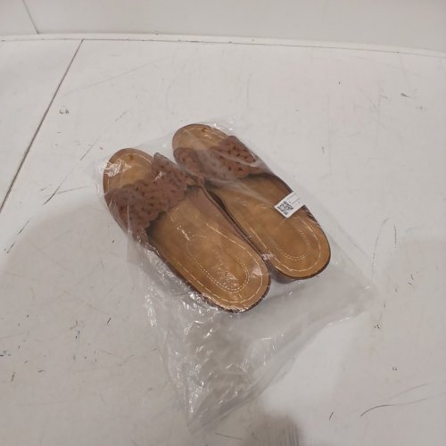 WOMANS OPEN TOE WEDGE SANDALS - 12 - BROWN image 5
