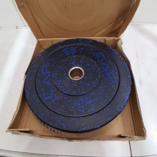 CAP BARBELL OLYMPIC SPECKLED BUMPER PLATE - 45LBS - BLACK/BLUE (MODEL: OPR9IS-045) image 2