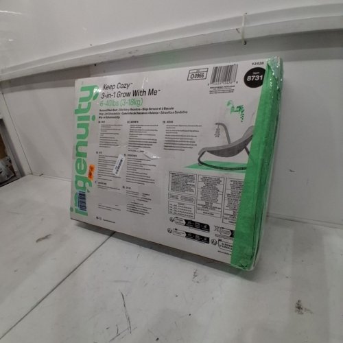 INGENUITY 3-IN-1 KEEP COZY GROW WITH ME VIBRATING BABY BOUNCER, ROCKER & CHAIR - 40LBS CAPACITY - WEAVER THEME GREY/WHITE/GREEN (MODEL: ‎12428) image 7
